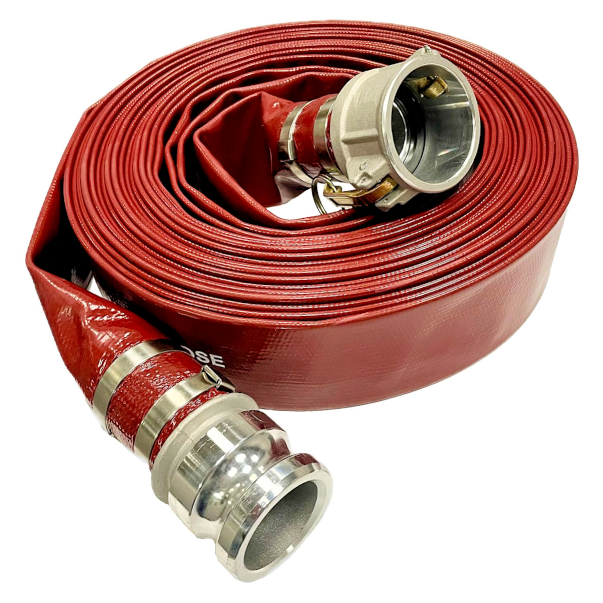 Capital Rubber HD PVC Pump Discharge Hose Assembly — 2in. x 50ft., Red Layflat, Aluminum Male and Female Cam Lock Couplings, Model# 7812-2X50CE